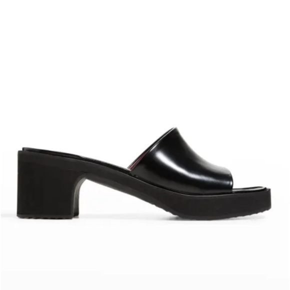 STAUD Shoes - STAUD Amber Leather Slide Platform Sandals in Black RU 38 / US 8
